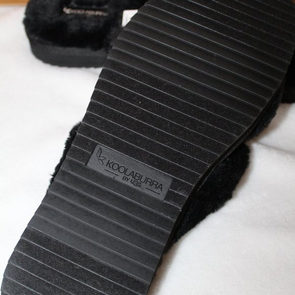 UGG KOOLABURRA BLACK‎ FUR SLIPPER SANDALS NEW! - Picture 3 of 7